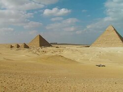 WS View of Pyramids / Giza, Egypt Stock Footage