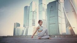 Young Woman Doing Yoga Meditation Exercises at Sunset Stock Footage