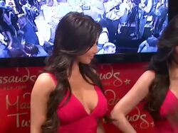 Kim Kardashian and Kim's wax figure Stock Footage