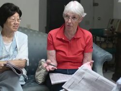 Senior Female Discusses Issues with Small Group Stock Footage