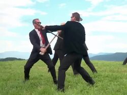 HD DOLLY: Fighting Businessmen Stock Footage