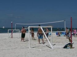 Cancun resort people play volleyball Stock Footage