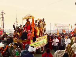 MS Shot of pilgrims in Kumbh Mela / Allahabad, Uttar Pradesh, India Stock Footage