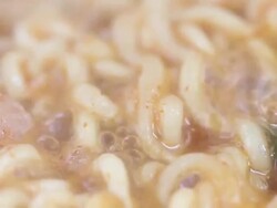Macro Korean food with noodles soup Stock Footage
