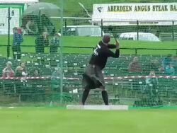 MS Man throwing Hammer at braemar royal highland games / Braemar, Aberdeenshire, Scotland Stock Footage