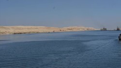Travelling aboard boat down new Suez canal channel News Clip