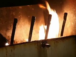 Fire Burning Commercial Grill Stock Footage