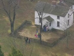 MS AERIAL Shot of People going in Duke Homestead / North Carolina, United States Stock Footage