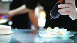 Chef finishing a meal. Stock Footage