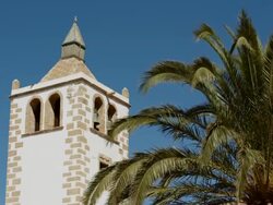 streets and church in Betancuria, Fuerteventura Stock Footage