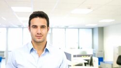 Latin American business man at the office Stock Footage