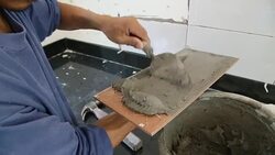 Installing Tiles wall. Stock Footage