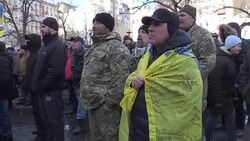 CLEAN : Ukraine ultra nationalists protest to back rail blockade News Clip