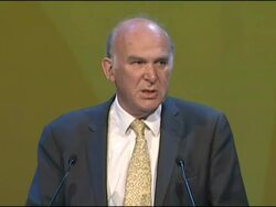 Vince Cable, Liberal Democrat Chancellor, speech to the Liberal Democrat Party Conference 2009 Stock Footage