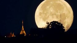 Wat Phra That Doi Suthep with full moon Stock Footage