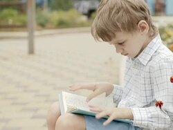 boy reading a book Stock Footage