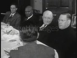1944: BOSTON: Governor's Committee for Racial and Religious Understanding meeting. CU Rabbi Liebman. Dr. Alport speaking about prejudice, no child is ever born with prejudice...' VS Meeting. Instructional Video