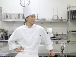 MS One female chef smiling /Seattle, Washington, United States Stock Footage
