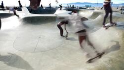 Venice Beach Cinemagraph Parallax Jumping Skater  4K Stock Footage