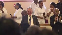 Vice-Presidential candidate Tim Kaine joins worshippers at Lamb of God Baptist Church in Milwaukee News Clip