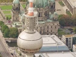 MS AERIAL View of Cathedral largest and most important protestant church / Berlin, Germany Stock Footage