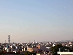 Kites flying over Jaipur, India Stock Footage