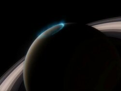Aurora around Saturn's north pole. Stock Footage