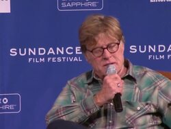 PRESS CONFERENCE: Robert Redford on the Sundance Film Festival being to commercialized and the future of films. Stock Footage