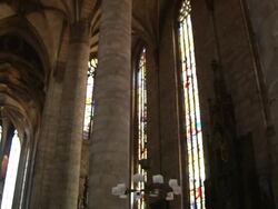 Pan Left  St Bartholomews Cathedral Pilsen West Bohemia Czech Republic Stock Footage