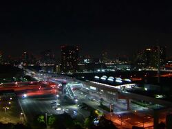 WS PAN View of urban area and sky scrapers at night / Tokyo, Kanto, Japan Stock Footage