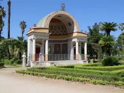 Villa Giulia (Villa del Popolo), southern exedra with the central fountain with sundial, Palermo, Sicily. Stock Footage