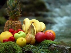 HD: Fruit by a waterfall Stock Footage