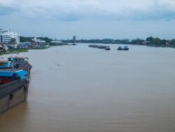 ships carrying sand and stone Stock Footage