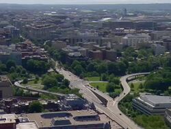 WS AERIAL View of city and Washington Monument / Washington, Dist. of Columbia, United States Stock Footage
