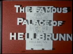 FAMOUS PALACE OF HELLBRUNN; titles and coat of arms Stock Footage