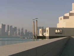 WS PAN View of Skyline of city / Doha, Qatar Stock Footage