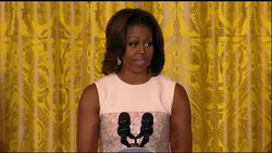Michelle Obama announced Tuesday at the White House new school nutrition rules, saying that promotion of sugary drinks and junk foods during the school day will be phased out to align marketing with standards that already apply to school foods. (Feb. 25) News Clip