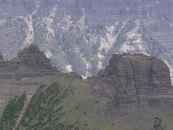 WS AERIAL View of Boedeker butte & cathedral peak / Wyoming, United States Stock Footage