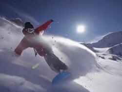 Snowboarding Fresh Snow Turn Stock Footage