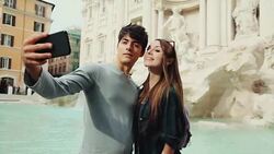Tourist couple taking a selfie in Rome Stock Footage