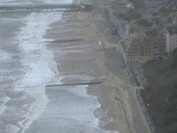 Aerials of Bournemouth Coastline Flood Tides News Clip