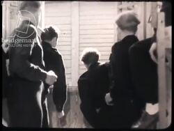 Cadets gather to listen to the radio in their camp. Meetings with officers. France, 1944 Stock Footage