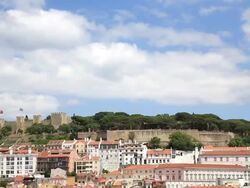 HD Tilt: Lisbon aerial view Portugal Stock Footage