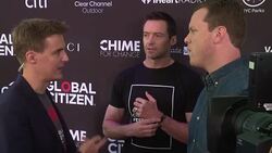 Hugh Jackman, Hugh Evans and Willie Geist at 2016 Global Citizen Festival In Central Park To End Extreme Poverty By 2030 Stock Footage