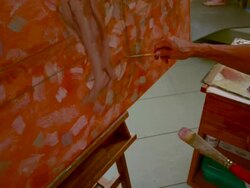 MS TU PAN Woman drawing model legs / Tivoli, New York, United States Stock Footage