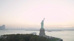 'WS AERIAL View of Statue Of Liberty / New York City, United States' Stock Footage