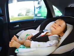 HD:Portrait of little baby in safety carseat. Stock Footage