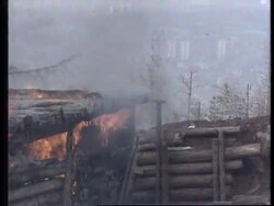 BOSNIA: SERB SOLDIERS SET FIRE TO THEIR OLD BARRACKS News Clip