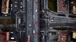 AERIAL: Traffic in Stockholm Stock Footage