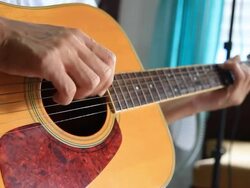 Man play in guitar Stock Footage